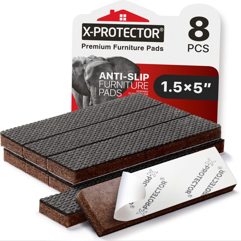 إكس-بروتيكتور وسادات أثاث مانعة للانزلاق X-PROTECTOR، 8 قطع - وسادات أثاث مطاطية 1.5 × 5 - مثبتات أثاث مثالية - مثبتات أثاث ذاتية اللصق لأرجل الأثاث - وسادات أثاث مانعة للانزلاق لحماية الأرضيات! - Image 1
